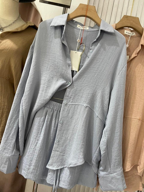 MATINEE Spring Collar Down Stylish Shirt With Skirt Sets